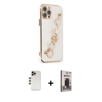 MARSİLYAN™- iPhone 12 Pro Max Kılıf Nova Işık Prime - Siyah Bilvis Hayalet Cam Ekran Koruyucu + Shine Kamera Lens - GD