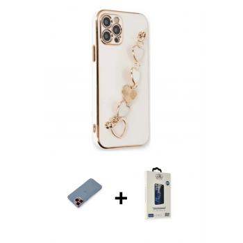 MARSİLYAN™- iPhone 12 Pro Max Kılıf Nova Işık Prime - Siyah Bilvis Hayalet Cam Ekran Koruyucu + Metal Kamera Lens Koruma Cam - KI