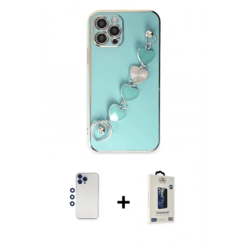 MARSİLYAN™- iPhone 12 Pro Max Kılıf Nova Işık Prime - Siyah Bilvis Hayalet Cam Ekran Koruyucu + Shine Kamera Lens - LT