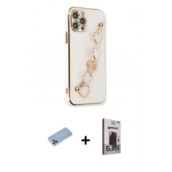 MARSİLYAN™- iPhone 12 Pro Max Kılıf Nova Işık Prime - Siyah Bilvis Hayalet Cam Ekran Koruyucu + Shine Kamera Lens Koruma Cam - MI