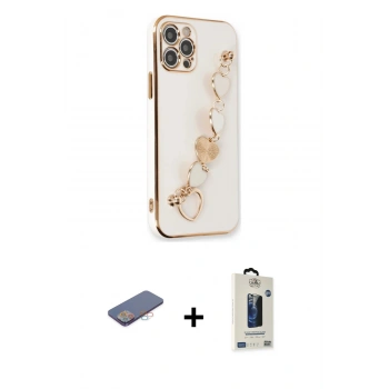 MARSİLYAN™- iPhone 12 Pro Max Kılıf Nova Işık Prime - Siyah Bilvis Hayalet Cam Ekran Koruyucu + Renkli Kamera Lens Koruma Cam - PE