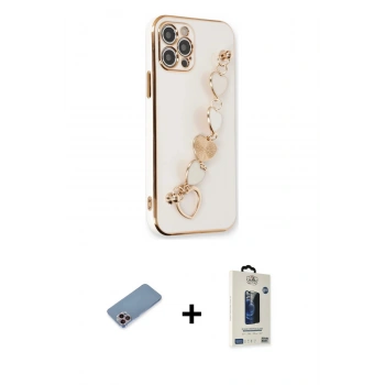 MARSİLYAN™- iPhone 12 Pro Max Kılıf Nova Işık Prime - Siyah Bilvis Hayalet Cam Ekran Koruyucu + Shine Kamera Lens Koruma Cam - PE