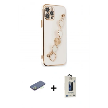 MARSİLYAN™- iPhone 12 Pro Max Kılıf Nova Işık Prime - Siyah Bilvis Hayalet Cam Ekran Koruyucu + Renkli Kamera Lens Koruma Cam - YL
