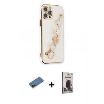 MARSİLYAN™- iPhone 12 Pro Max Kılıf Nova Işık Prime - Siyah Bilvis Hayalet Cam Ekran Koruyucu + Shine Kamera Lens Koruma Cam - GD