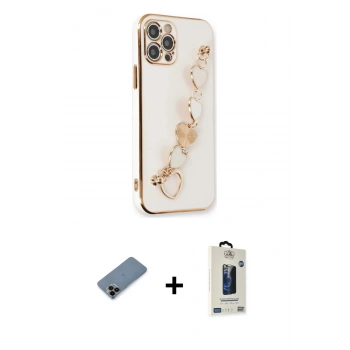MARSİLYAN™- iPhone 12 Pro Max Kılıf Nova Işık Prime - Siyah Bilvis Hayalet Cam Ekran Koruyucu + Shine Kamera Lens Koruma Cam - SH