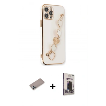 MARSİLYAN™- iPhone 12 Pro Max Kılıf Nova Işık Prime - Siyah Bilvis Hayalet Cam Ekran Koruyucu + Shine Kamera Lens Koruma Cam - SABE