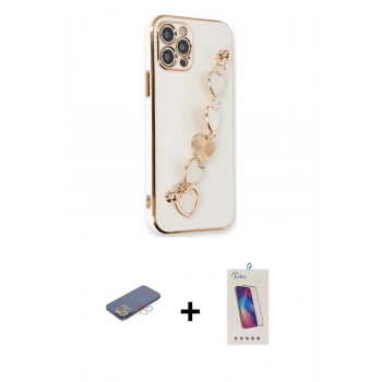 MARSİLYAN™- iPhone 12 Pro Max Kılıf Nova Işık Prime - Siyah Joko 5D Cam + Renkli Kamera Lens Koruma Cam - MI