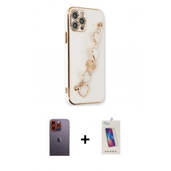 MARSİLYAN™- iPhone 12 Pro Max Kılıf Nova Işık Prime - Siyah Joko 5D Cam + Neon Fosforlu Kamera Lens - TU