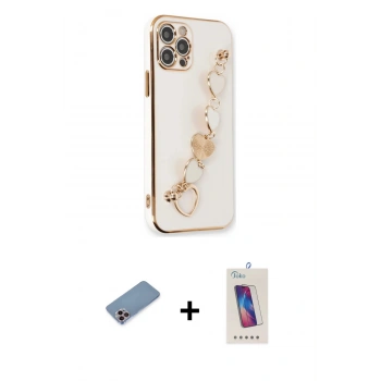 MARSİLYAN™- iPhone 12 Pro Max Kılıf Nova Işık Prime - Siyah Joko 5D Cam + Shine Kamera Lens Koruma Cam - PE