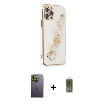 MARSİLYAN™- iPhone 12 Pro Max Kılıf Nova Işık Prime - Siyah Joko Magic 5D Hayalet Cam + Neon Fosforlu Kamera Lens - YL