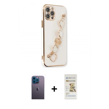 MARSİLYAN™- iPhone 12 Pro Max Kılıf Nova Işık Prime - Siyah Mat Seramik Nano Ekran Koruyucu + Neon Fosforlu Kamera Lens - MI