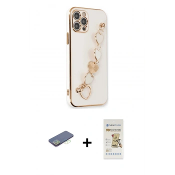 MARSİLYAN™- iPhone 12 Pro Max Kılıf Nova Işık Prime - Siyah Mat Seramik Nano Ekran Koruyucu + Renkli Kamera Lens Koruma Cam - YL