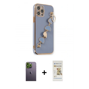 MARSİLYAN™- iPhone 12 Pro Max Kılıf Nova Işık Prime - Siyah Mat Seramik Nano Ekran Koruyucu + Neon Fosforlu Kamera Lens - YL