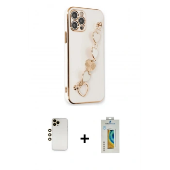 MARSİLYAN™- iPhone 12 Pro Max Kılıf Nova Işık Prime - Siyah Polymer Nano Ekran Koruyucu + Shine Kamera Lens - GD