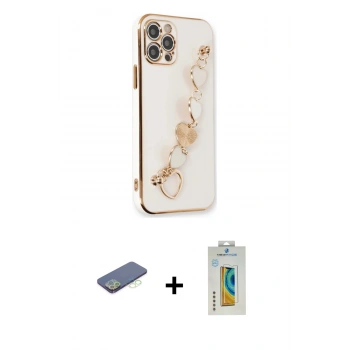 MARSİLYAN™- iPhone 12 Pro Max Kılıf Nova Işık Prime - Siyah Polymer Nano Ekran Koruyucu + Renkli Kamera Lens Koruma Cam - YL