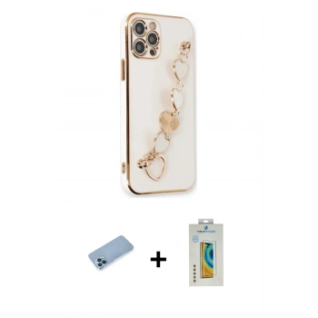 MARSİLYAN™- iPhone 12 Pro Max Kılıf Nova Işık Prime - Siyah Polymer Nano Ekran Koruyucu + Shine Kamera Lens Koruma Cam - MI