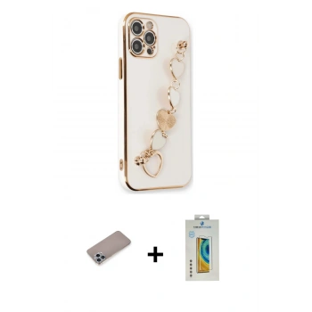 MARSİLYAN™- iPhone 12 Pro Max Kılıf Nova Işık Prime - Siyah Polymer Nano Ekran Koruyucu + Shine Kamera Lens Koruma Cam - SABE