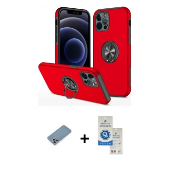 MARSİLYAN™- iPhone 12 Pro Max Kılıf Odak Form Prime - Şeffaf Royal Nano Ekran Koruyucu + Shine Kamera Lens Koruma Cam - GI