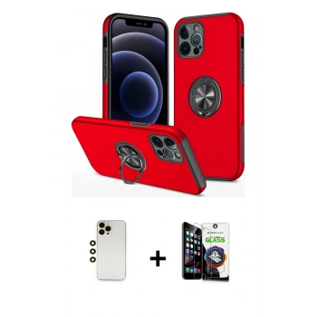 MARSİLYAN™- iPhone 12 Pro Max Kılıf Odak Form Prime - Şeffaf Temperli Cam Ekran Koruyucu + Shine Kamera Lens - GD