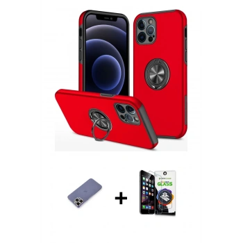 MARSİLYAN™- iPhone 12 Pro Max Kılıf Odak Form Prime - Şeffaf Temperli Cam Ekran Koruyucu + Metal Kamera Lens Koruma Cam - GD