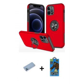 MARSİLYAN™- iPhone 12 Pro Max Kılıf Odak Form Prime - Siyah 18D Cam Ekran Koruyucu + Shine Kamera Lens Koruma Cam - MI