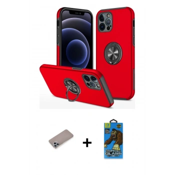 MARSİLYAN™- iPhone 12 Pro Max Kılıf Odak Form Prime - Siyah 18D Cam Ekran Koruyucu + Shine Kamera Lens Koruma Cam - SABE