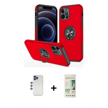 MARSİLYAN™- iPhone 12 Pro Max Kılıf Odak Form Prime - Siyah 20D Premium Cam Ekran Koruyucu + Shine Kamera Lens - LT