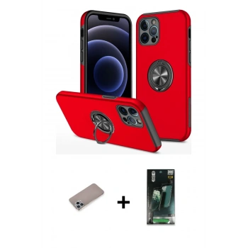 MARSİLYAN™- iPhone 12 Pro Max Kılıf Odak Form Prime - Siyah 360 Mat Full Body Arka Koruyucu + Shine Kamera Lens Koruma Cam - SABE