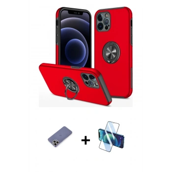 MARSİLYAN™- iPhone 12 Pro Max Kılıf Odak Form Prime - Siyah 3D Antistatik Cam Ekran Koruyucu + Metal Kamera Lens Koruma Cam - GD
