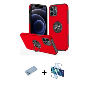 MARSİLYAN™- iPhone 12 Pro Max Kılıf Odak Form Prime - Siyah 3D Antistatik Cam Ekran Koruyucu + Shine Kamera Lens Koruma Cam - MI