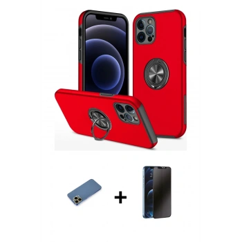 MARSİLYAN™- iPhone 12 Pro Max Kılıf Odak Form Prime - Siyah 3D Antistatik Hayalet Cam Ekran Koruyucu + Shine Kamera Lens Koruma Cam - GD