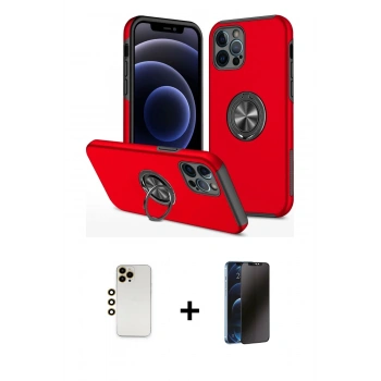 MARSİLYAN™- iPhone 12 Pro Max Kılıf Odak Form Prime - Siyah 3D Antistatik Hayalet Cam Ekran Koruyucu + Shine Kamera Lens - GD