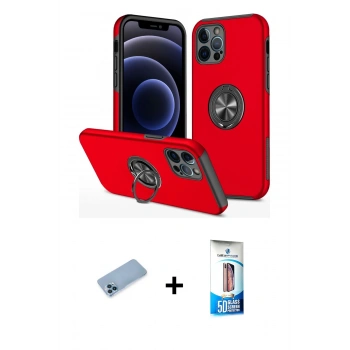 MARSİLYAN™- iPhone 12 Pro Max Kılıf Odak Form Prime - Siyah 5D Eko Cam Ekran Koruyucu + Shine Kamera Lens Koruma Cam - MI