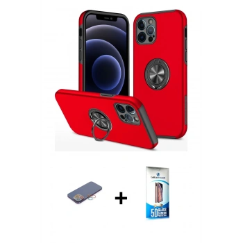 MARSİLYAN™- iPhone 12 Pro Max Kılıf Odak Form Prime - Siyah 5D Eko Cam Ekran Koruyucu + Renkli Kamera Lens Koruma Cam - PE