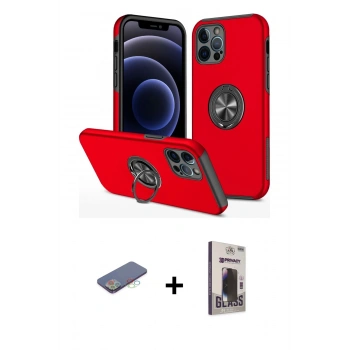 MARSİLYAN™- iPhone 12 Pro Max Kılıf Odak Form Prime - Siyah Bilvis Hayalet Cam Ekran Koruyucu + Renkli Kamera Lens Koruma Cam - MI