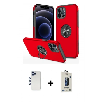 MARSİLYAN™- iPhone 12 Pro Max Kılıf Odak Form Prime - Siyah Bilvis Hayalet Cam Ekran Koruyucu + Shine Kamera Lens - LT