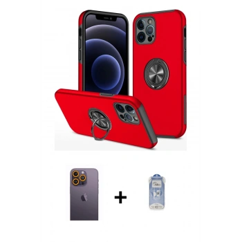 MARSİLYAN™- iPhone 12 Pro Max Kılıf Odak Form Prime - Siyah Joko Magic 5D Cam + Neon Fosforlu Kamera Lens - SI