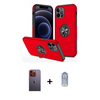 MARSİLYAN™- iPhone 12 Pro Max Kılıf Odak Form Prime - Siyah Joko Magic 5D Cam + Neon Fosforlu Kamera Lens - TU