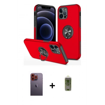 MARSİLYAN™- iPhone 12 Pro Max Kılıf Odak Form Prime - Siyah Joko Magic 5D Hayalet Cam + Neon Fosforlu Kamera Lens - TU