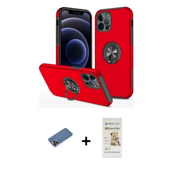 MARSİLYAN™- iPhone 12 Pro Max Kılıf Odak Form Prime - Siyah Mat Seramik Nano Ekran Koruyucu + Shine Kamera Lens Koruma Cam - GD