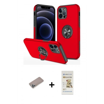 MARSİLYAN™- iPhone 12 Pro Max Kılıf Odak Form Prime - Siyah Mat Seramik Nano Ekran Koruyucu + Shine Kamera Lens Koruma Cam - SABE