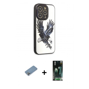 MARSİLYAN™- iPhone 12 Pro Max Kılıf Odak Klasik Serisi - Şeffaf 360 Full Body Arka Koruyucu + Shine Kamera Lens Koruma Cam - GS