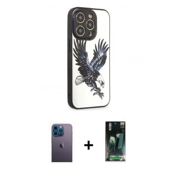 MARSİLYAN™- iPhone 12 Pro Max Kılıf Odak Klasik Serisi - Şeffaf 360 Full Body Arka Koruyucu + Neon Fosforlu Kamera Lens - MI