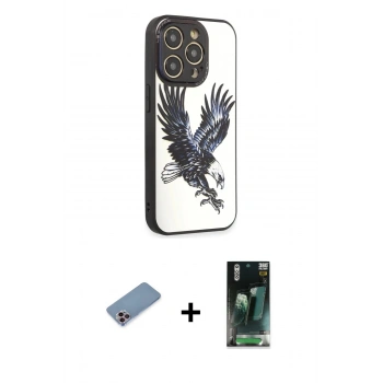 MARSİLYAN™- iPhone 12 Pro Max Kılıf Odak Klasik Serisi - Şeffaf 360 Full Body Arka Koruyucu + Shine Kamera Lens Koruma Cam - PE