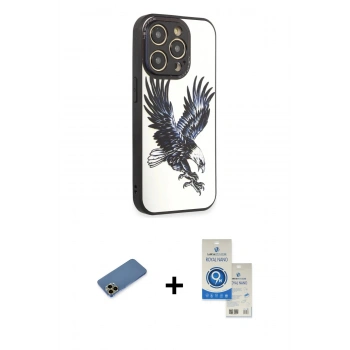 MARSİLYAN™- iPhone 12 Pro Max Kılıf Odak Klasik Serisi - Şeffaf Royal Nano Ekran Koruyucu + Shine Kamera Lens Koruma Cam - GD