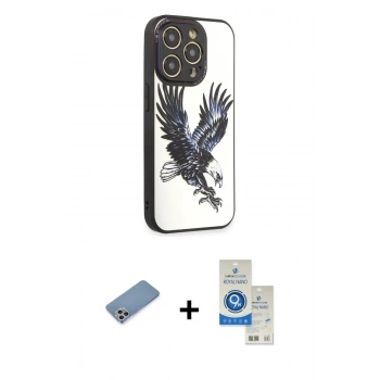 MARSİLYAN™- iPhone 12 Pro Max Kılıf Odak Klasik Serisi - Şeffaf Royal Nano Ekran Koruyucu + Shine Kamera Lens Koruma Cam - GS