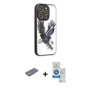 MARSİLYAN™- iPhone 12 Pro Max Kılıf Odak Klasik Serisi - Şeffaf Royal Nano Ekran Koruyucu + Renkli Kamera Lens Koruma Cam - SI