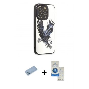 MARSİLYAN™- iPhone 12 Pro Max Kılıf Odak Klasik Serisi - Şeffaf Royal Nano Ekran Koruyucu + Shine Kamera Lens Koruma Cam - MI