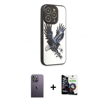 MARSİLYAN™- iPhone 12 Pro Max Kılıf Odak Klasik Serisi - Şeffaf Temperli Cam Ekran Koruyucu + Neon Fosforlu Kamera Lens - BZ