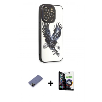 MARSİLYAN™- iPhone 12 Pro Max Kılıf Odak Klasik Serisi - Şeffaf Temperli Cam Ekran Koruyucu + Metal Kamera Lens Koruma Cam - GD